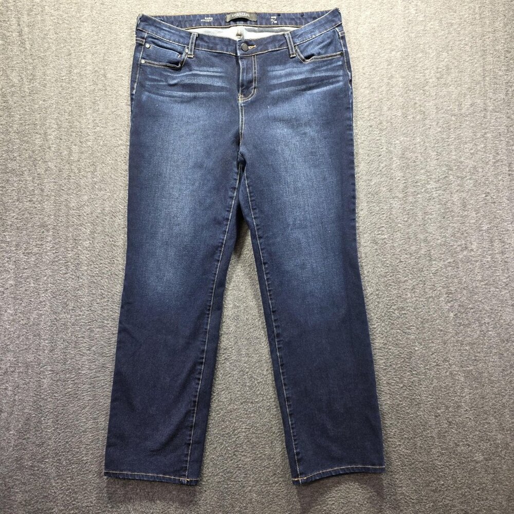 Liverpool Sadie Straight Jeans Womens 14 Petite Blue Mid Rise Stretch Denim